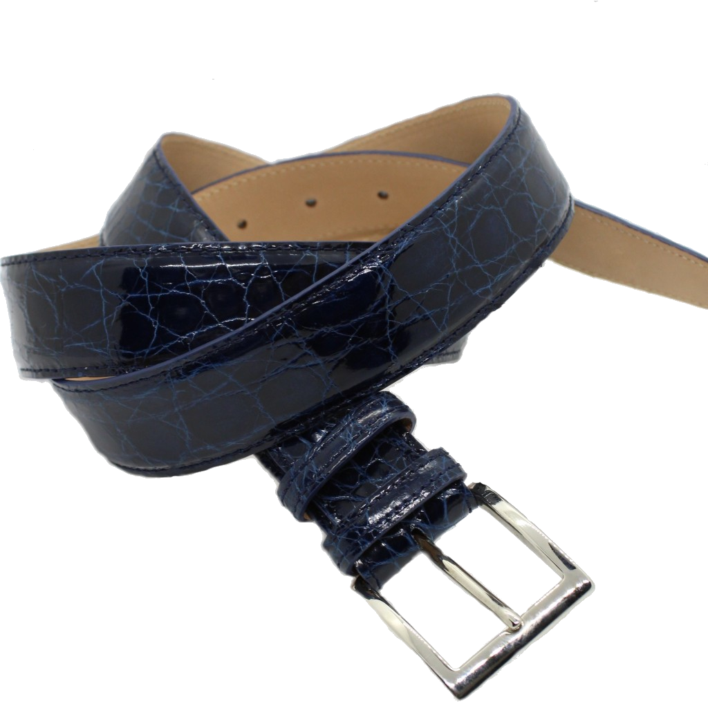 Cintura Uomo In Pelle Coccodrillo Made In Italy - Artigianale, Elegante, 3.5 Cm, Lusso - Foto 2